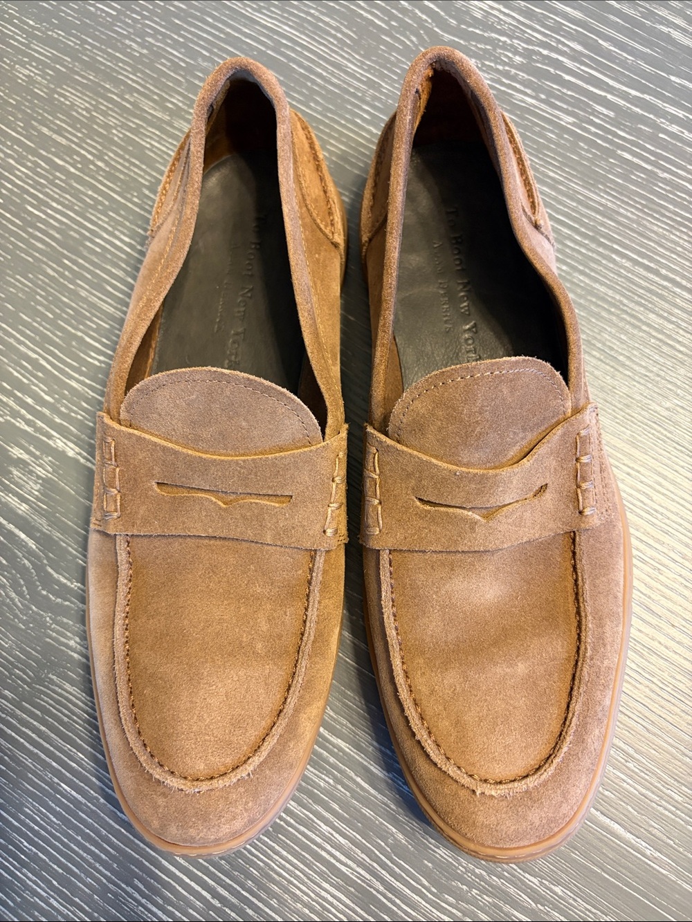 To Boot New York Adam Derrick Suede Penny Loafers in Brown 9 1/2
